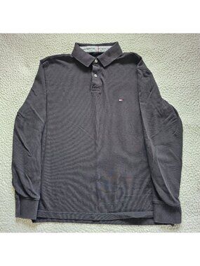 Tommy Hilfiger Mens 1985 Polo Shirt Long Sleeve Regular Fit Black M